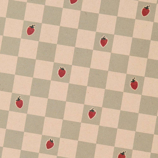 Papel de regalo a cuadros de fresas