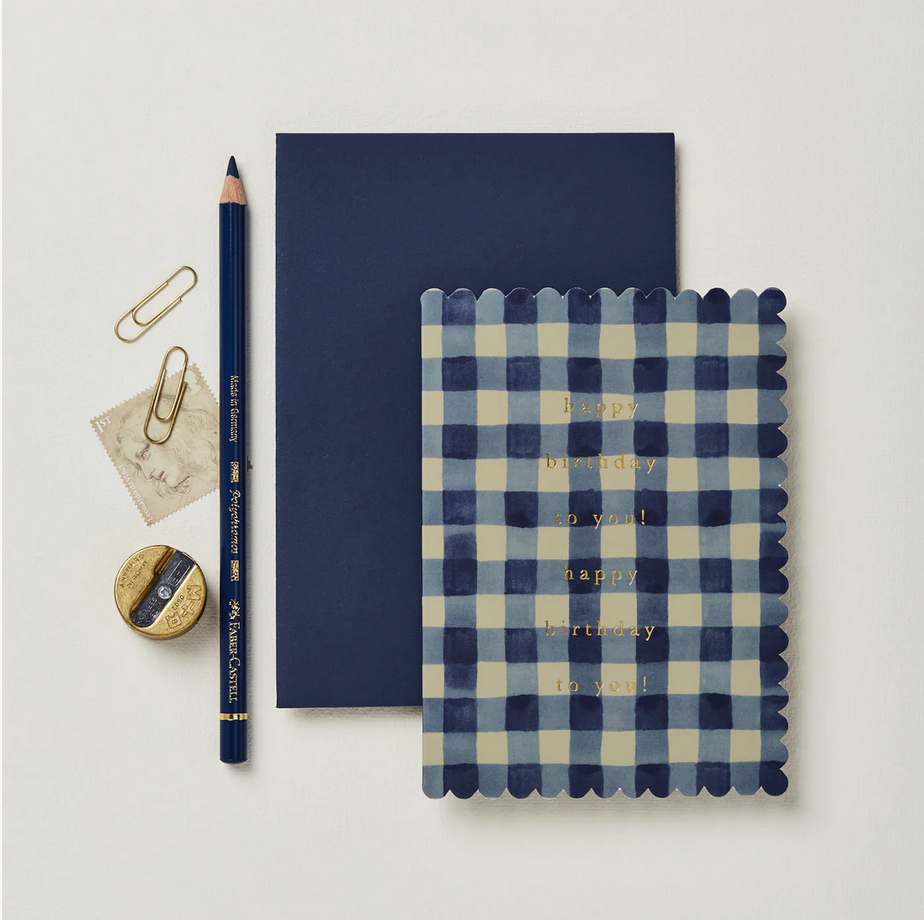 Tarjeta cumpleaños Vichy Azul