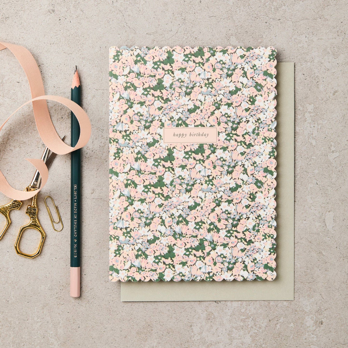 Tarjeta Cumpleaños flores verdes