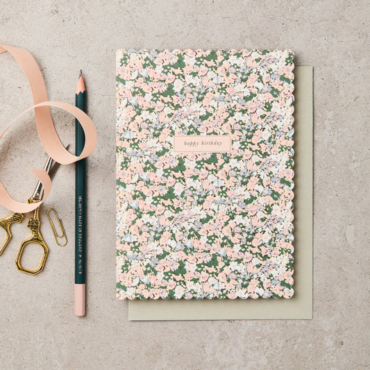 Tarjeta Cumpleaños flores verdes