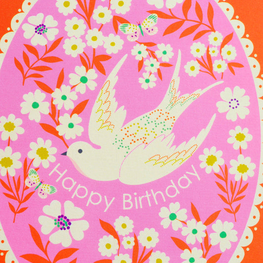 Tarjeta Borde floral y pájaros