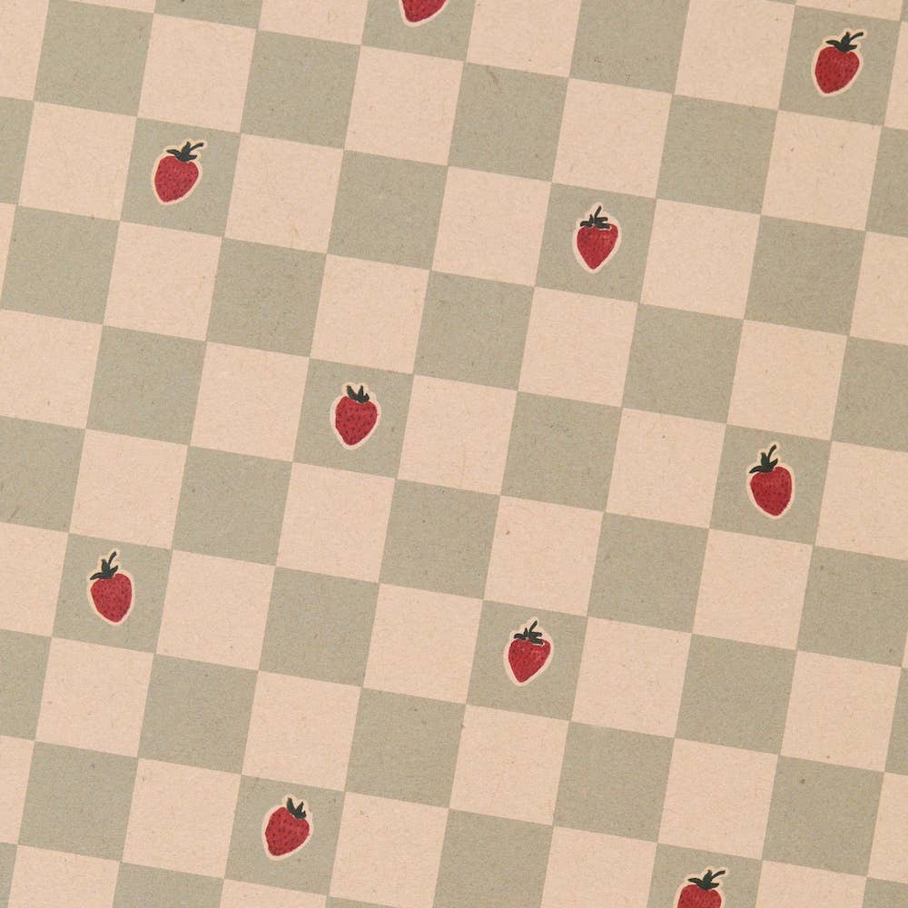 Papel de regalo a cuadros de fresas