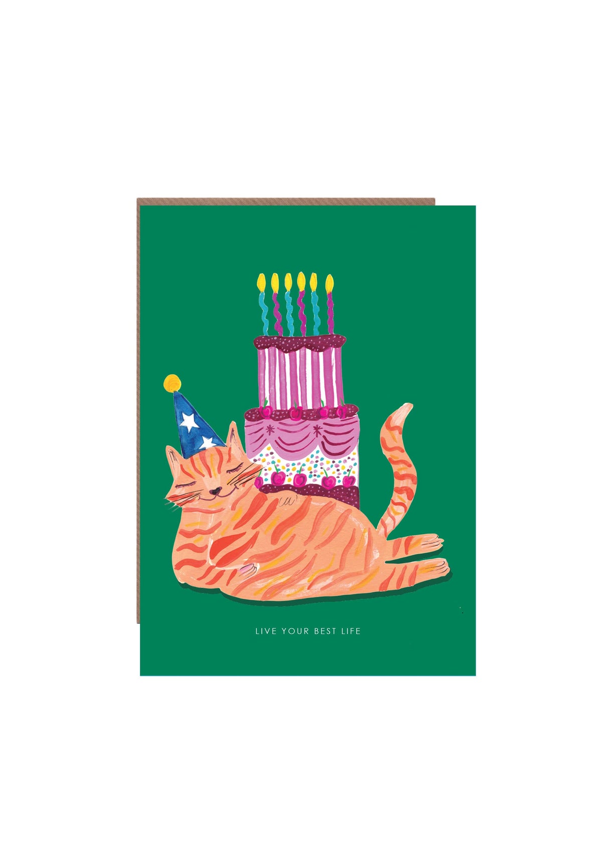 Tarjeta Gato y pastel