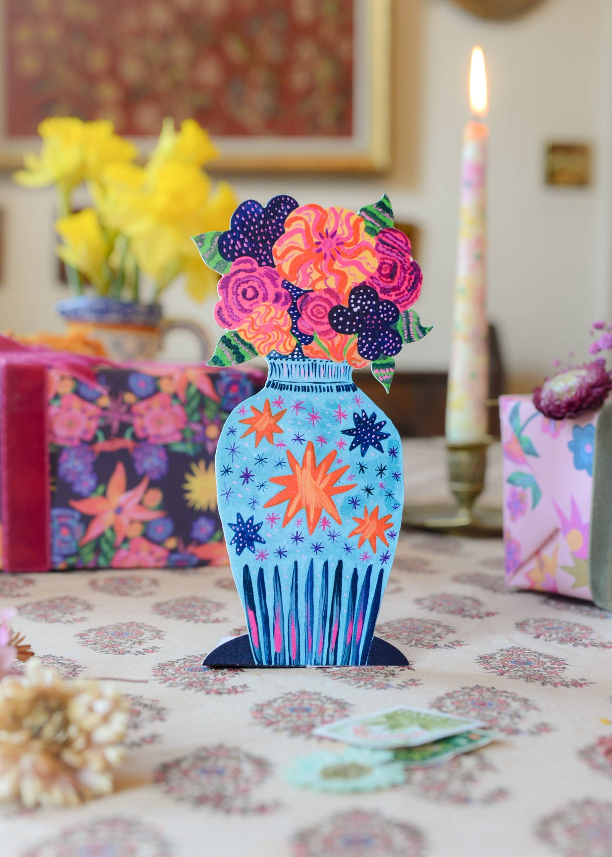 Tarjeta Jarrón con flores