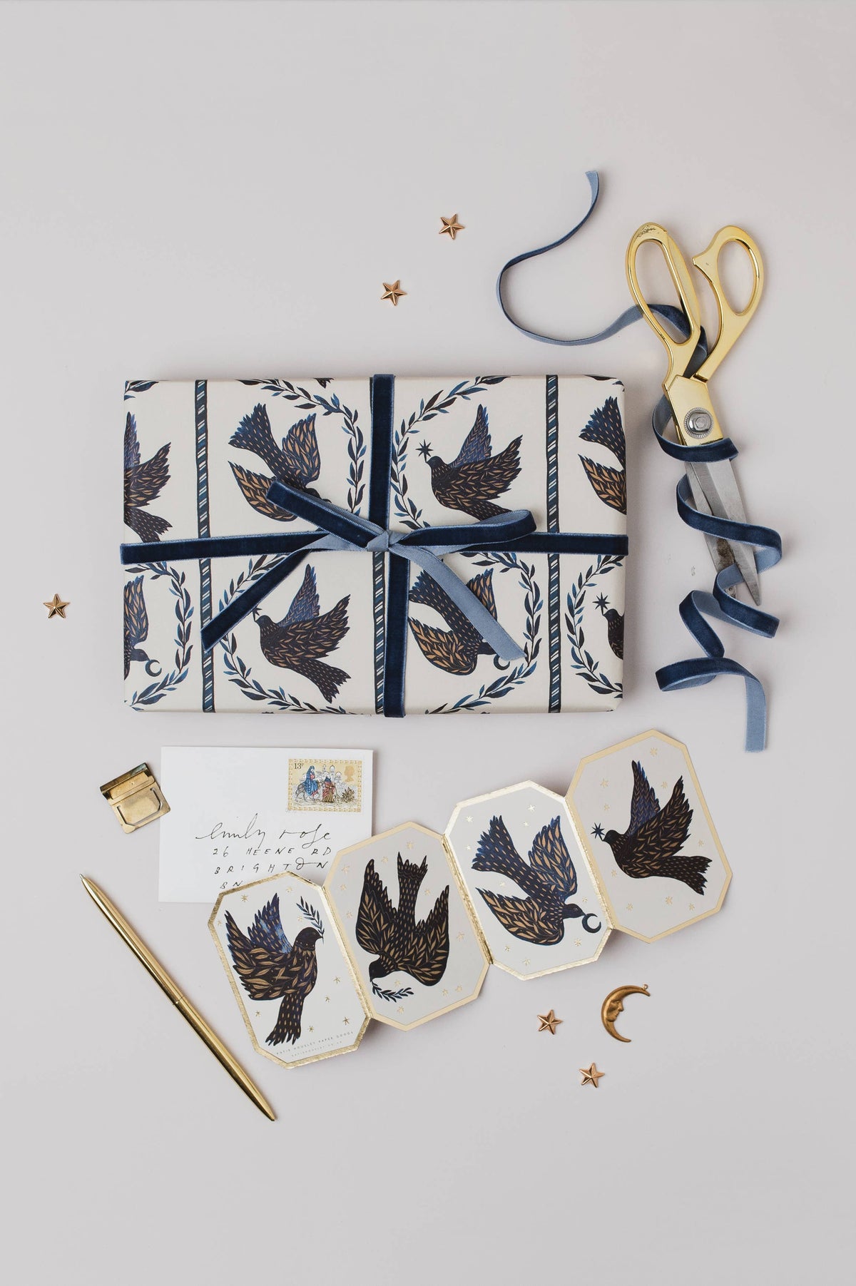 Papel Palomas y Estrellas (Navidad)