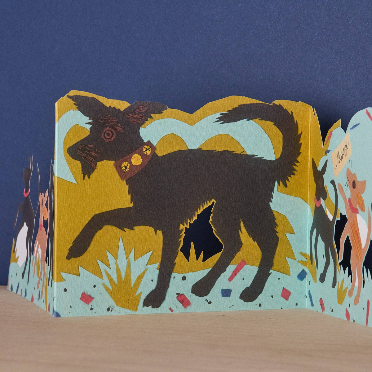 Illustrated book with a dog on a blue background
