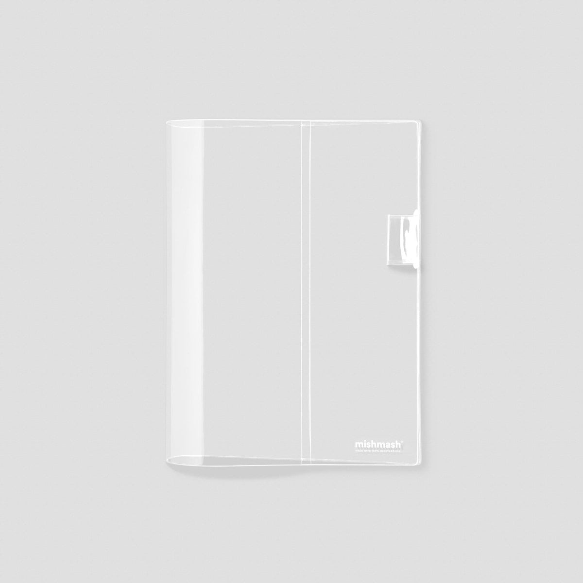 Clear plastic cover with a brand logo on a light gray background