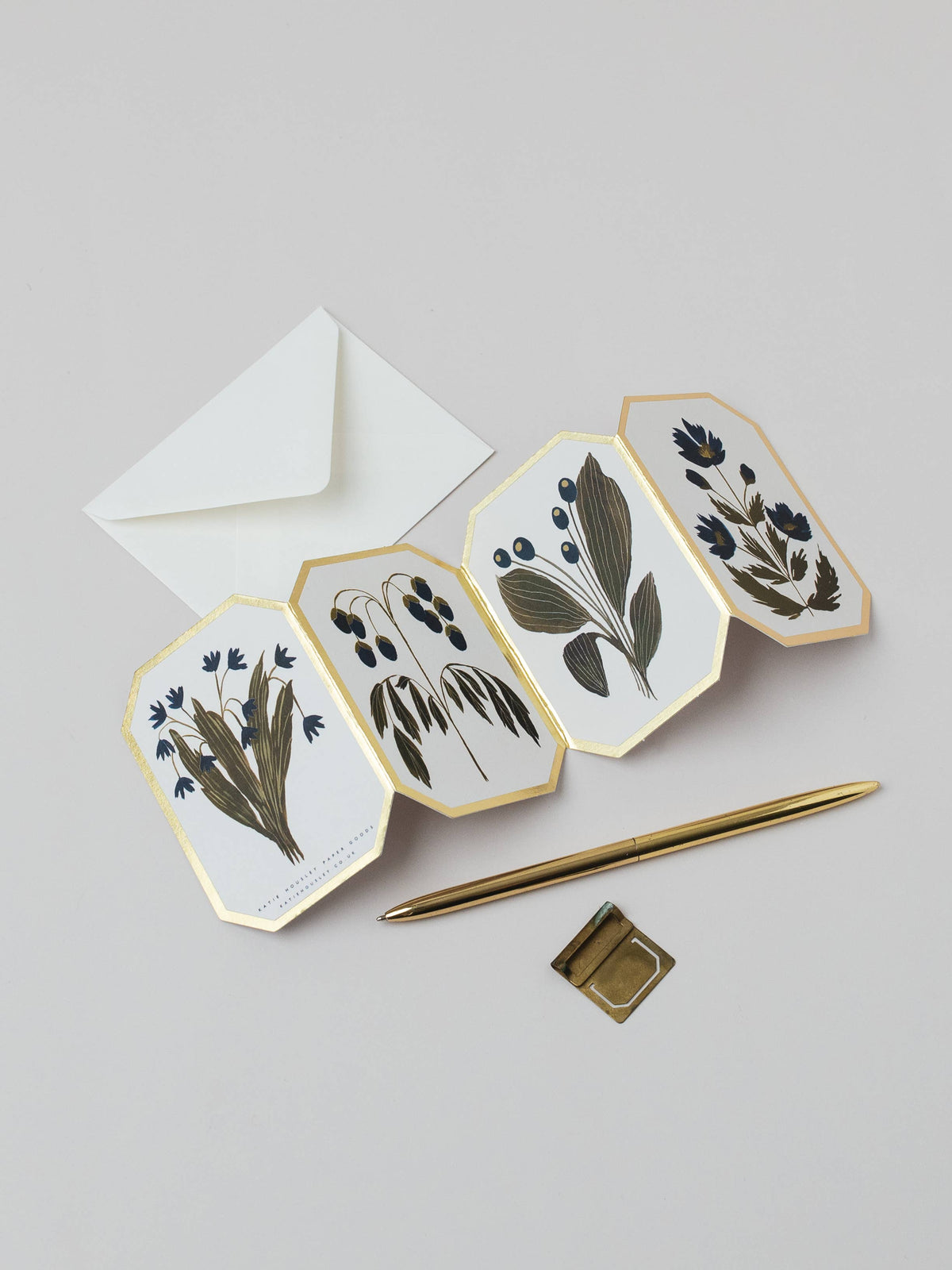 Mini tarjeta Flor Azul (concertina)