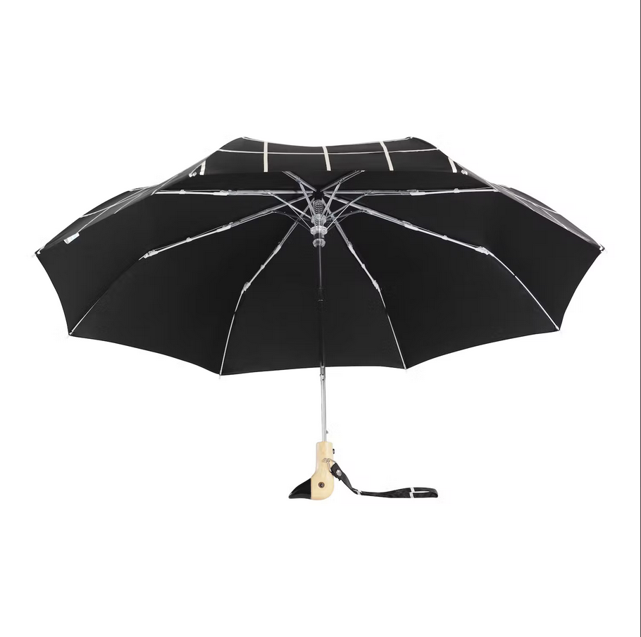 Paraguas Negro con raya blanca